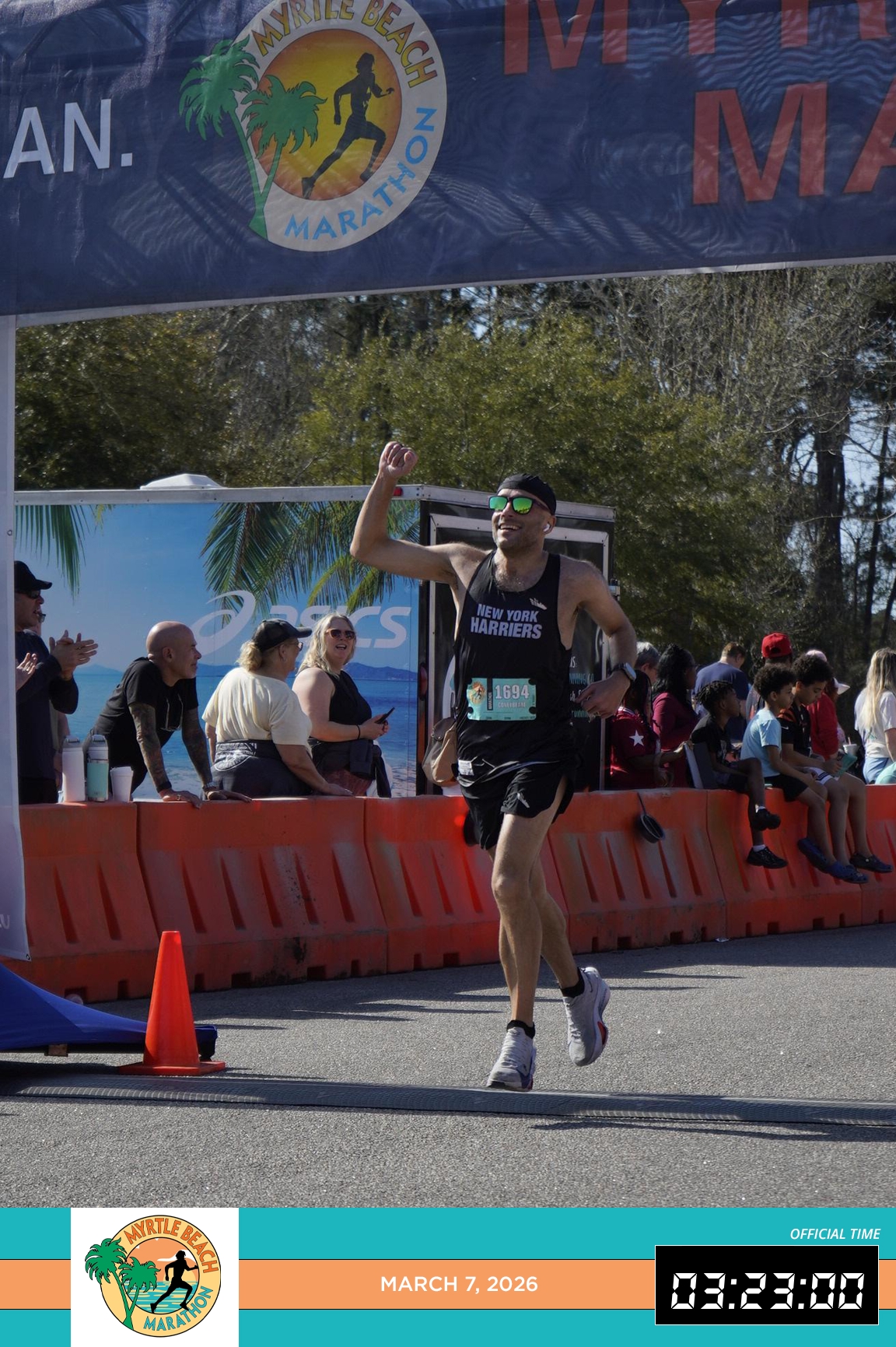 Matt Coneybeare - Marathon 42 - Myrtle Beach Marathon - Myrtle Beach, South Carolina - Finish Line